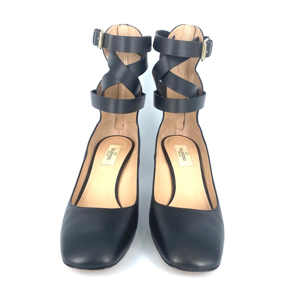 Valentino Black Ankle Strap Leather Pumps Size 38.5 - Picture 3 of 9